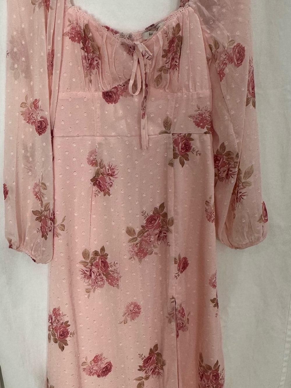Pink Floral Tie-Front Long Sleeve Tunic